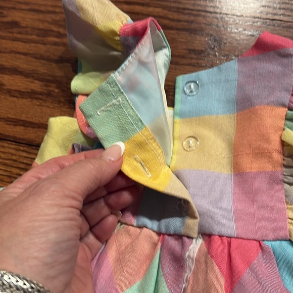 Bonnie baby girl pastel plaid spring flutter dress ruffled  button back 6-9 MO - Picture 4 of 9